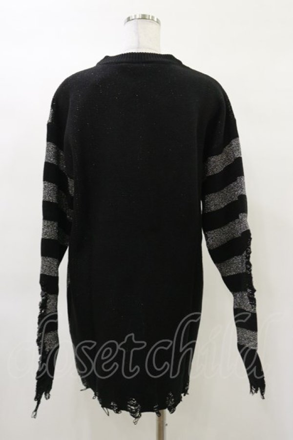 画像2: KILL STAR / Libi Sweater S 黒×シルバーグレー H-25-03-12-048-SL-TO-KB-ZI (2)