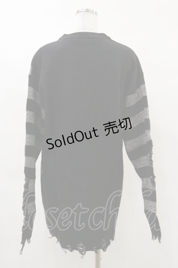 画像2: KILL STAR / Libi Sweater S 黒×シルバーグレー H-25-03-12-048-SL-TO-KB-ZI (2)