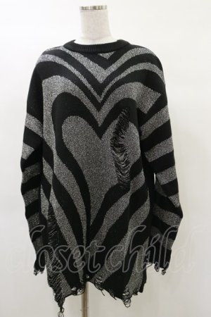 画像: KILL STAR / Libi Sweater M 黒×シルバーグレー H-25-03-12-049-SL-TO-KB-ZH