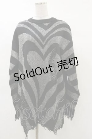 画像: KILL STAR / Libi Sweater M 黒×シルバーグレー H-25-03-12-049-SL-TO-KB-ZT0509