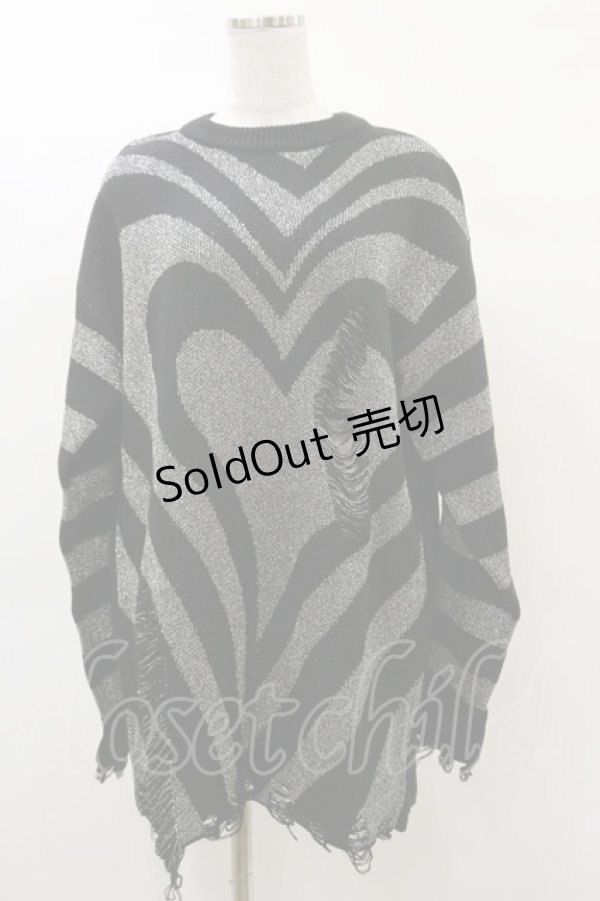 画像1: KILL STAR / Libi Sweater M 黒×シルバーグレー H-25-03-12-049-SL-TO-KB-ZT0509 (1)