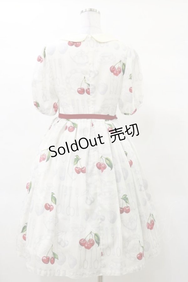 画像2: Leur Getter / Tea Cup Cherry袖付きワンピース M オフ白 H-25-03-12-073-LU-OP-KB-ZH (2)