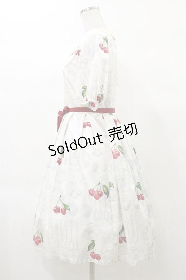 画像3: Leur Getter / Tea Cup Cherry袖付きワンピース M オフ白 H-25-03-12-073-LU-OP-KB-ZH (3)