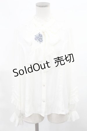 画像: axes femme kawaii / クラシックローズ刺繍ブラウス M オフ/ブルー H-25-03-12-1025-AX-BL-NS-ZH