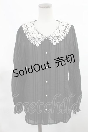 画像: axes femme POETIQUE / レース襟ベロアストライプブラウス M ブラック H-25-03-12-1027-AX-BL-NS-ZH