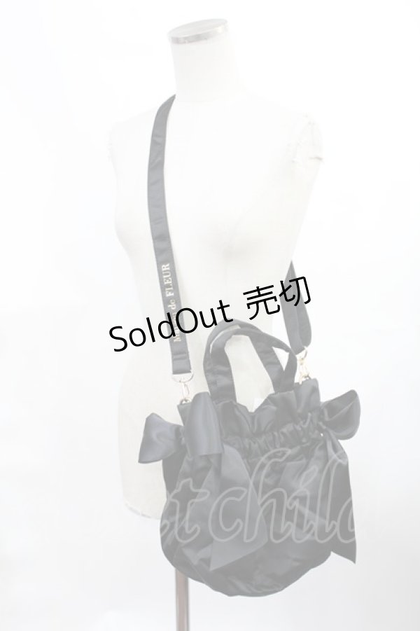 画像2: Maison de FLEUR / ギャザー2Wayトートバッグ  ブラック H-25-03-12-1036-LO-BG-NS-ZH (2)