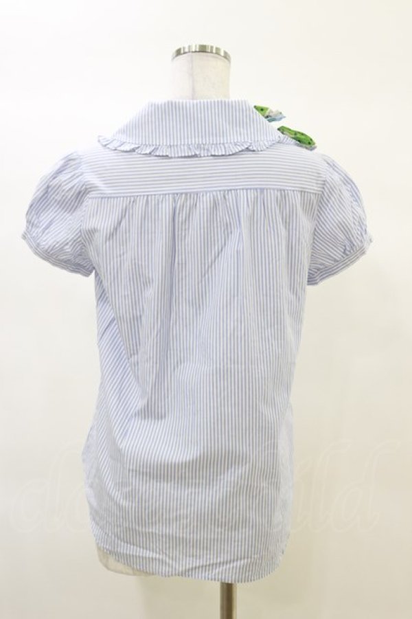 画像2: Jane Marple / ストライプパフブラウス M ブルー H-25-03-12-019-JM-BL-KB-ZH (2)