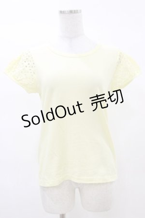 画像: Leur Getter / 綿レース袖カットソー M イエロー H-25-03-12-025-LU-TO-KB-ZH