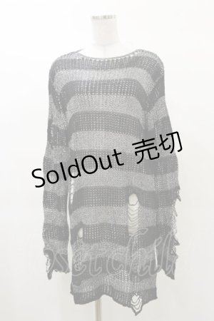 画像: KILL STAR / Abyss Knit Sweater XS 黒×シルバーグレー H-25-03-12-042-SL-TO-KB-ZH