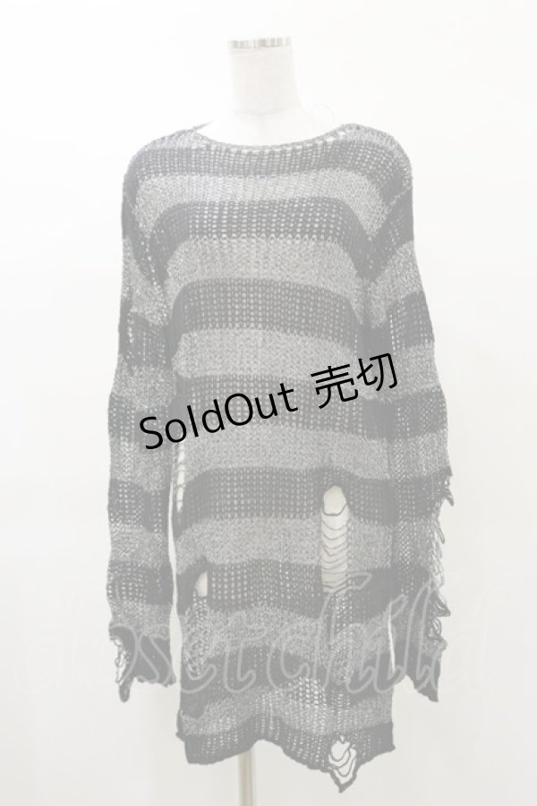 画像1: KILL STAR / Abyss Knit Sweater XS 黒×シルバーグレー H-25-03-12-042-SL-TO-KB-ZH (1)