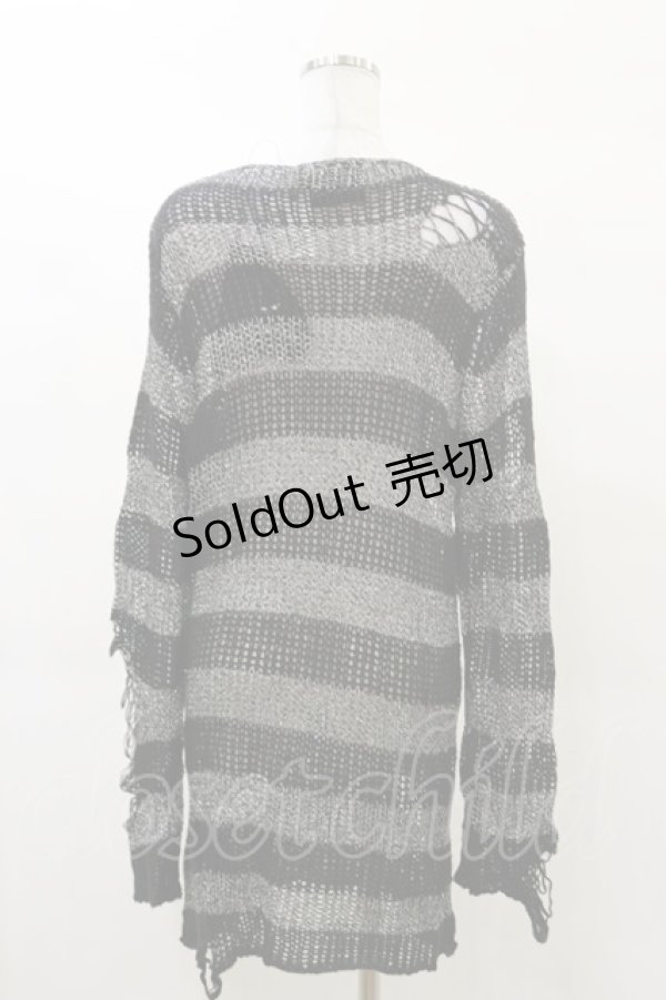 画像2: KILL STAR / Abyss Knit Sweater XS 黒×シルバーグレー H-25-03-12-042-SL-TO-KB-ZH (2)