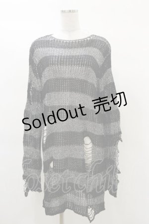 画像: KILL STAR / Abyss Knit Sweater XS 黒×シルバーグレー H-25-03-12-043-SL-TO-KB-ZH