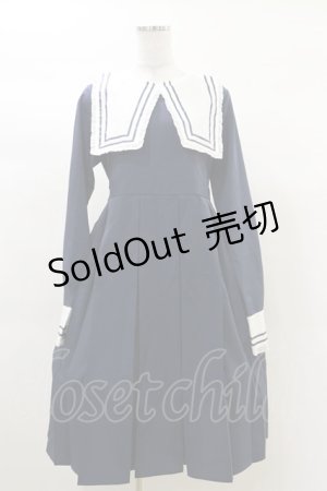 画像: FLC / 皆方由衣コラボ/襟付きプリーツワンピース L ネイビー H-25-03-13-1070-LO-OP-NS-ZH