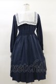 画像2: FLC / 皆方由衣コラボ/襟付きプリーツワンピース L ネイビー H-25-03-13-1070-LO-OP-NS-ZH (2)