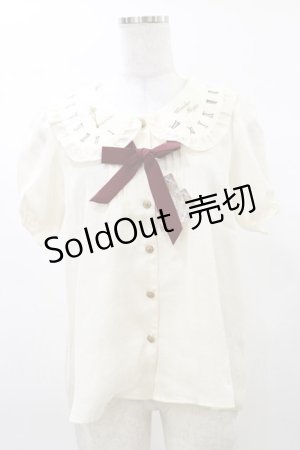 画像: Amavel / 懐中時計刺繍入り配色リボンタイ付ブラウス Free アイボリー H-25-03-13-1036-CA-BL-NS-ZH