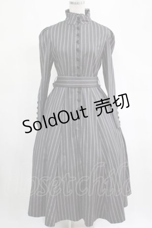 画像: Sheglit / ストライプバッスルワンピース M グレー H-25-03-13-005-EL-OP-KB-ZH