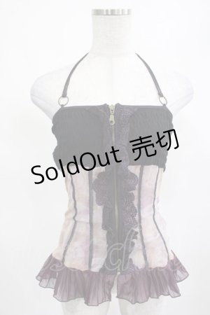 画像: Ozz On / フロントZIPビスチェキャミ  紫 H-25-03-13-015-OO-TO-KB-ZH