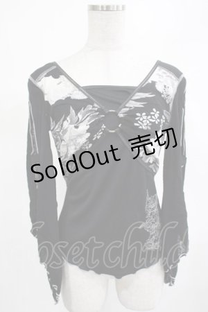 画像: Ozz On / レイヤード風トップス  黒 H-25-03-13-018-OO-TO-KB-ZH