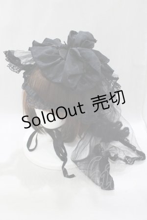 画像: MARBLE / ベール付リボンボンネット  黒 H-25-03-13-027-GO-AC-KB-ZH