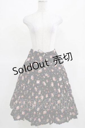 画像: PINK HOUSE / ローズプリントスカート Free ブラック H-25-03-14-030-LO-SK-NS-ZH