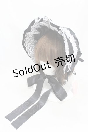 画像: metamorphose / 無地ラッセルレースつきボンネット  ブラック H-25-03-14-1001-ME-AC-NS-ZH