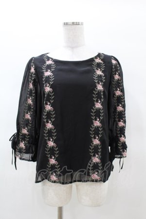 画像: an another angelus / 壁紙ローズ刺繍プルオーバーブラウス Free Black H-25-03-14-1055-CA-BL-NS-ZH
