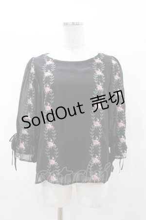画像: an another angelus / 壁紙ローズ刺繍プルオーバーブラウス Free Black H-25-03-14-1055-CA-BL-NS-ZH