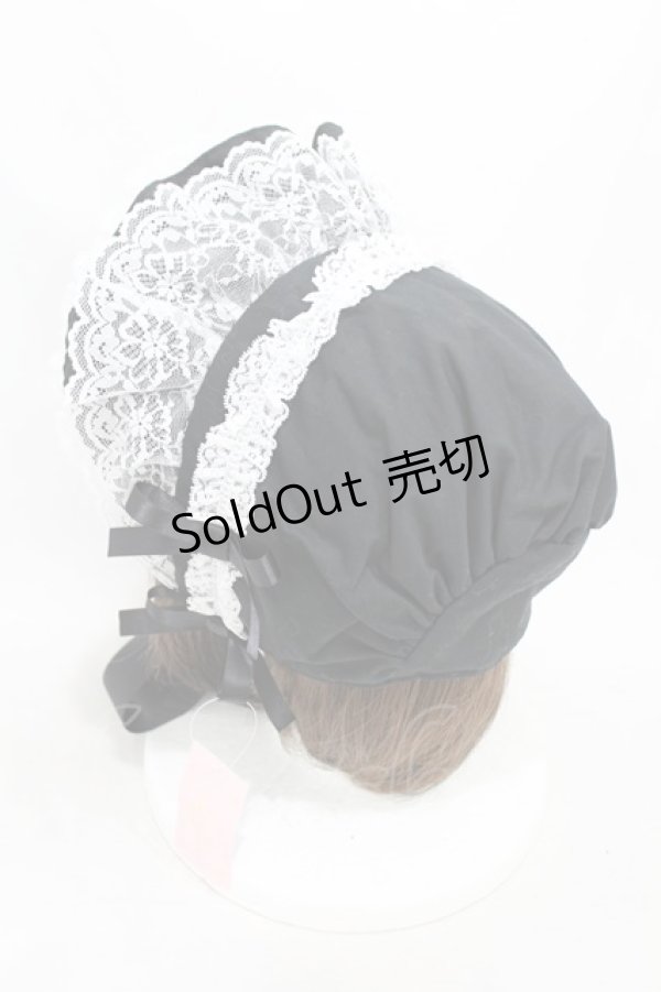 画像2: metamorphose / 無地ラッセルレースつきボンネット  ブラック H-25-03-14-1001-ME-AC-NS-ZH (2)