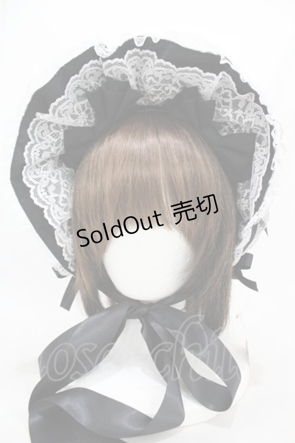 画像3: metamorphose / 無地ラッセルレースつきボンネット  ブラック H-25-03-14-1001-ME-AC-NS-ZH (3)