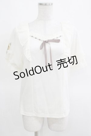 画像: axes femme POETIQUE / ヒマワリ刺繍フリルカットプルオーバー M オフ H-25-03-14-063-AX-TO-NS-ZH