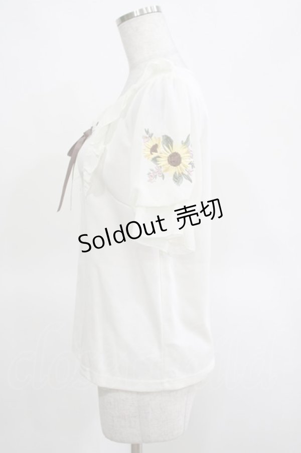 画像2: axes femme POETIQUE / ヒマワリ刺繍フリルカットプルオーバー M オフ H-25-03-14-063-AX-TO-NS-ZH (2)
