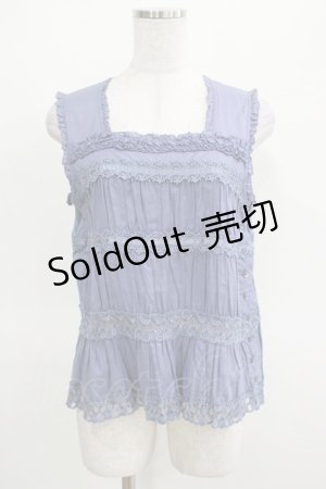 画像: PINK HOUSE / ローズレースはしごリボンノースリーブブラウス Free ブルー H-25-03-14-067-LO-BL-NS-ZH