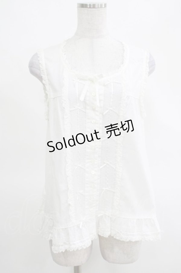 画像1: PINK HOUSE / フリルノースリーブブラウス Free オフ H-25-03-14-068-LO-TO-NS-ZH (1)
