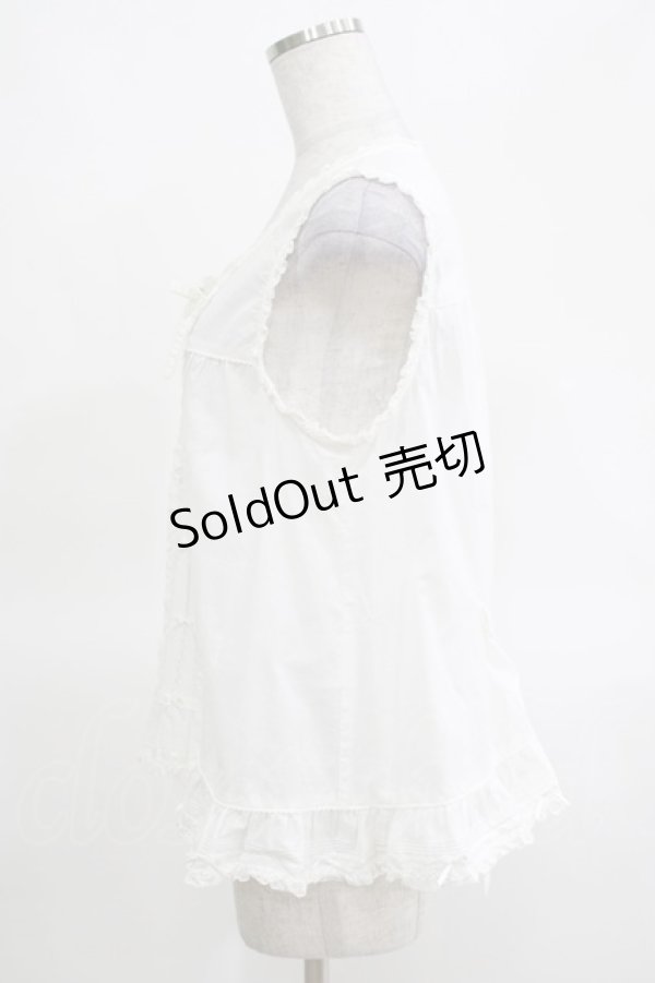 画像2: PINK HOUSE / フリルノースリーブブラウス Free オフ H-25-03-14-068-LO-TO-NS-ZH (2)