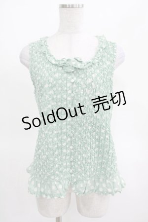 画像: PINK HOUSE / ドットフリルノースリーブブラウス Free ミント H-25-03-14-072-LO-BL-NS-ZH