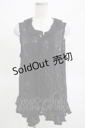 画像: PINK HOUSE / 総レースフリルベスト Free ブラック H-25-03-14-073-LO-TO-NS-ZH