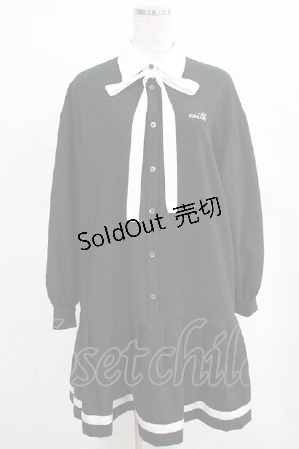 画像1: MILK / Ribbon Tieワンピース  ブラック H-25-03-15-027-ML-OP-KB-ZH (1)