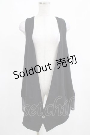 画像: Sixh / バックZIPロングジレ  黒 H-25-03-15-052-HN-TO-KB-ZH