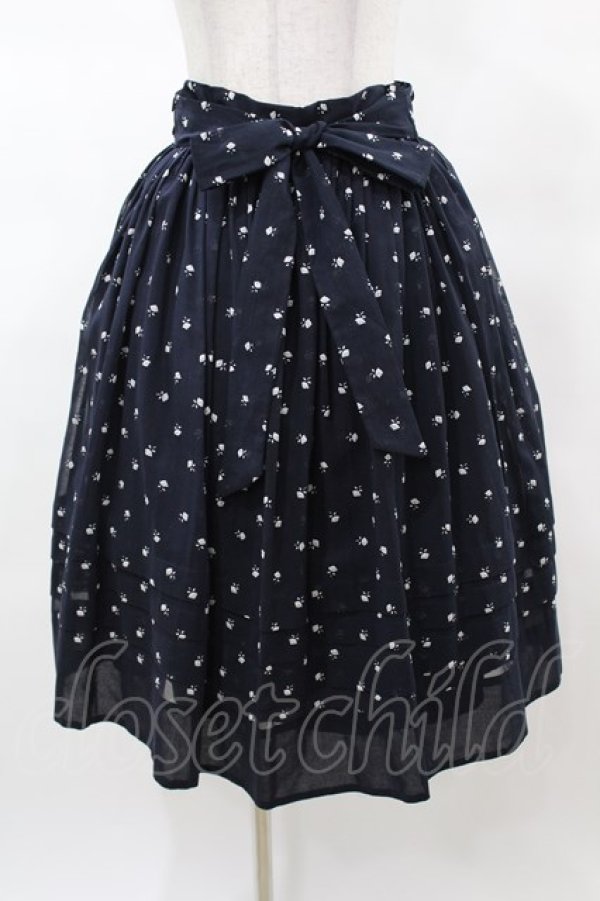 画像1: Jane Marple / Sprinkled flowers wrapped skirt Free ネイビー H-25-03-15-1032-JM-SK-NS-ZH (1)