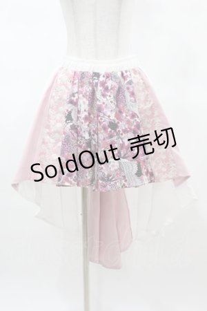 画像: Qutie Frash / 和柄プリーツスカート  ピンク H-25-03-15-1036-QU-SK-KB-ZH