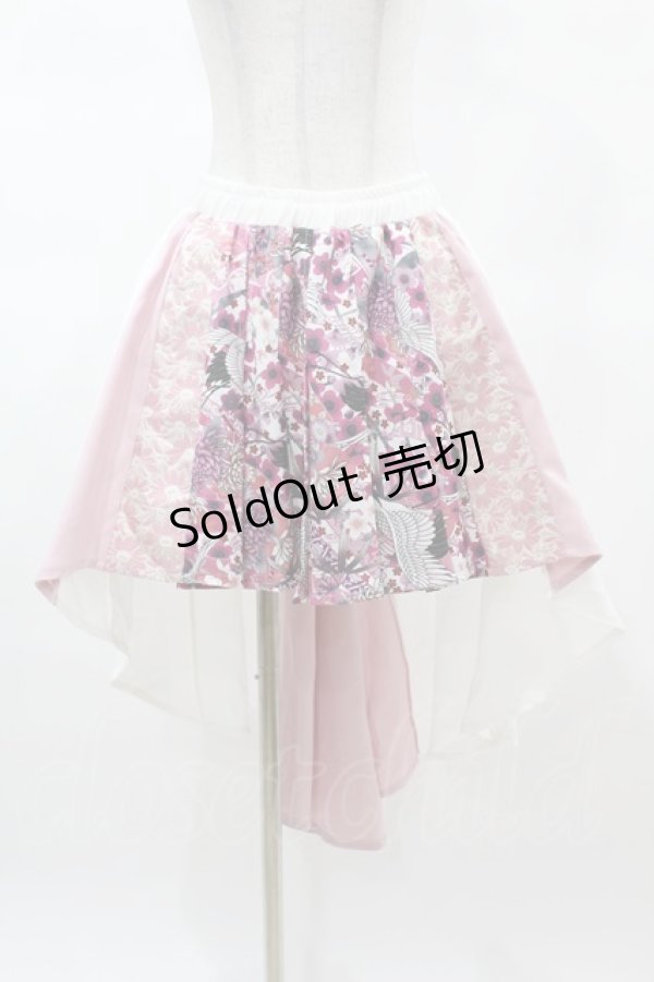 画像1: Qutie Frash / 和柄プリーツスカート  ピンク H-25-03-15-1036-QU-SK-KB-ZH (1)