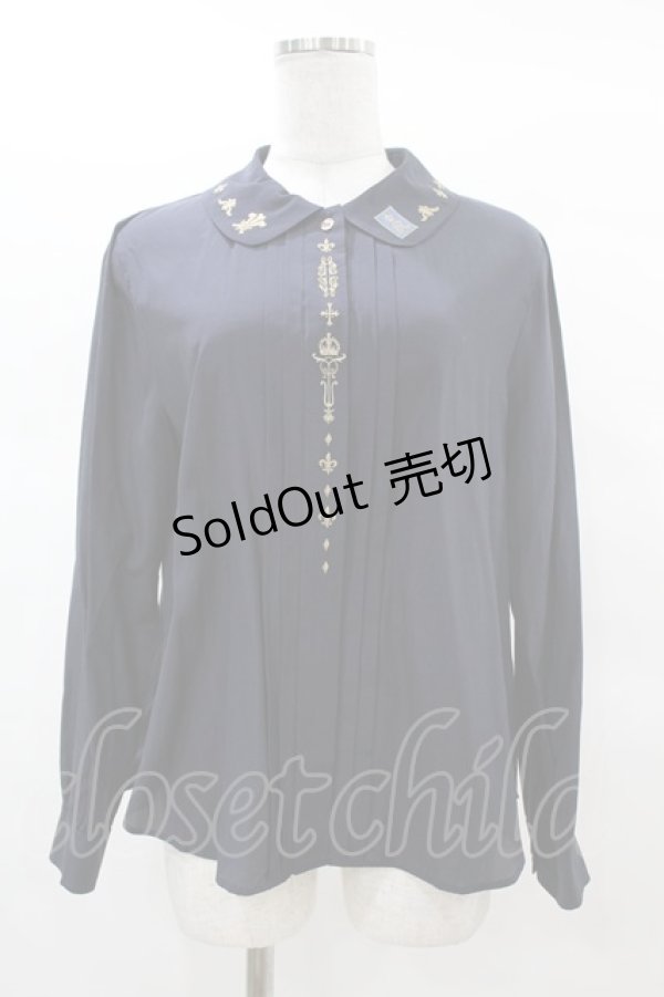 画像1: Jane Marple / Royalモチーフエンブロイダリーブラウス  ネイビー H-25-03-15-1013-JM-BL-KB-ZH (1)