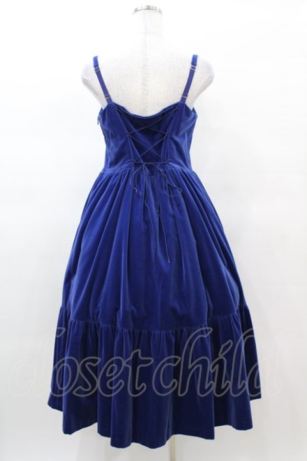 画像2: Jane Marple / コットンベルベットストラップドレス  ロイヤルブルー H-25-03-15-1017-JM-OP-KB-ZT082 (2)