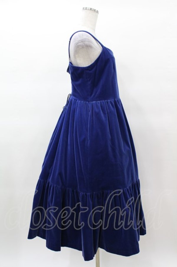 画像3: Jane Marple / コットンベルベットストラップドレス  ロイヤルブルー H-25-03-15-1017-JM-OP-KB-ZT082 (3)