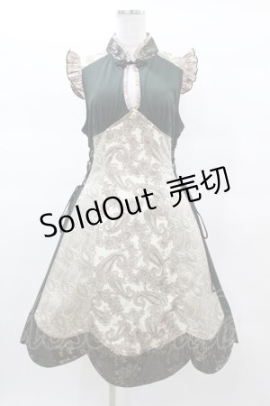 画像: Qutie Frash / チャイナワンピース  カーキ×ゴールド H-25-03-15-1019-QU-OP-KB-ZH