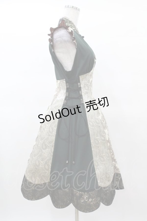 画像3: Qutie Frash / チャイナワンピース  カーキ×ゴールド H-25-03-15-1019-QU-OP-KB-ZH (3)