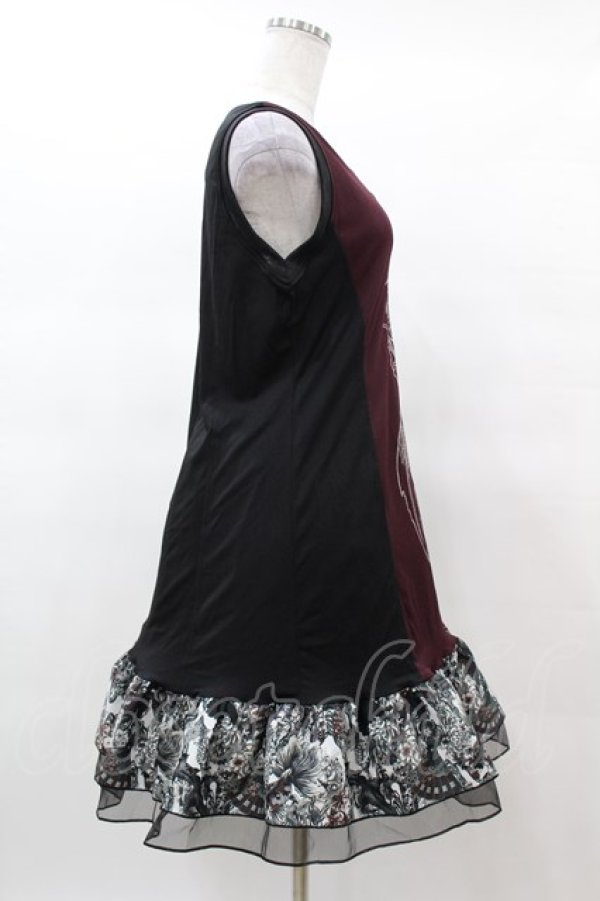 画像3: Qutie Frash / チュニックワンピース  黒×エンジ H-25-03-15-1020-QU-OP-KB-ZH (3)