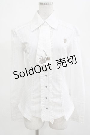 画像: Ozz oneste / 薔薇刺繍タイ付ブラウス  白 H-25-03-15-068-OO-BL-KB-ZH