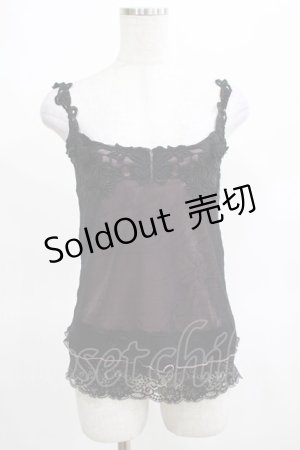 画像: ALGONQUINS / サテン×メッシュキャミソール  パープル×ブラック H-25-03-15-077-AL-TO-KB-ZH