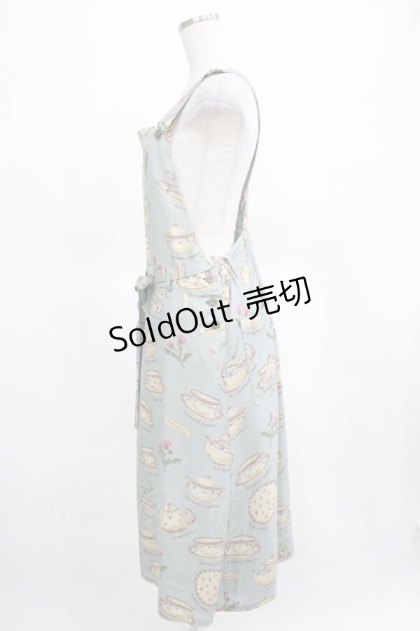 画像2: Jane Marple / Tea for twoサロペットスカート  ブルーグレー H-25-03-15-025-JM-OP-KB-ZH (2)